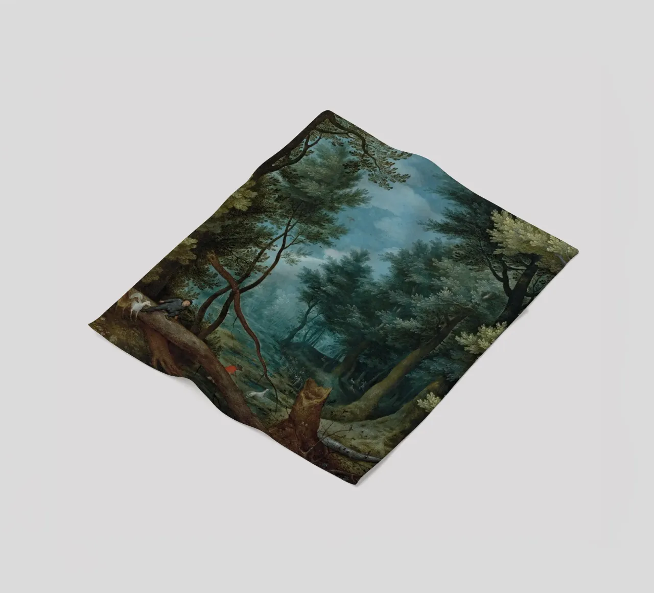 Un paesaggio forestale con cacciatori che inseguono un cervo coperta in pile da Timeless Artworks