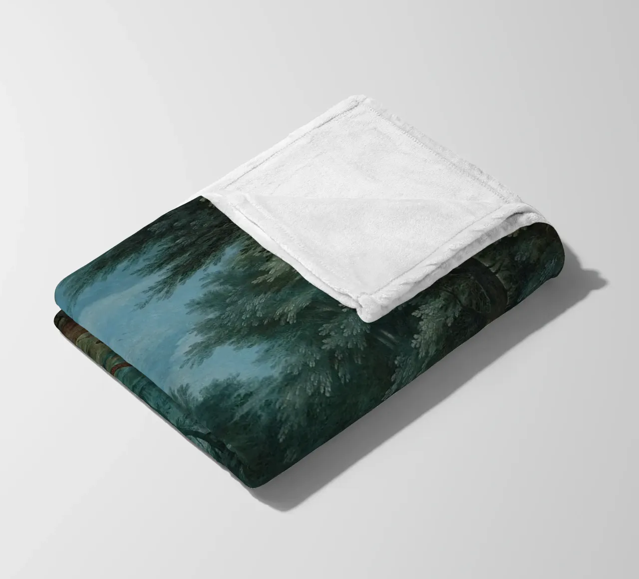 Un paesaggio forestale con cacciatori che inseguono un cervo coperta in pile da Timeless Artworks