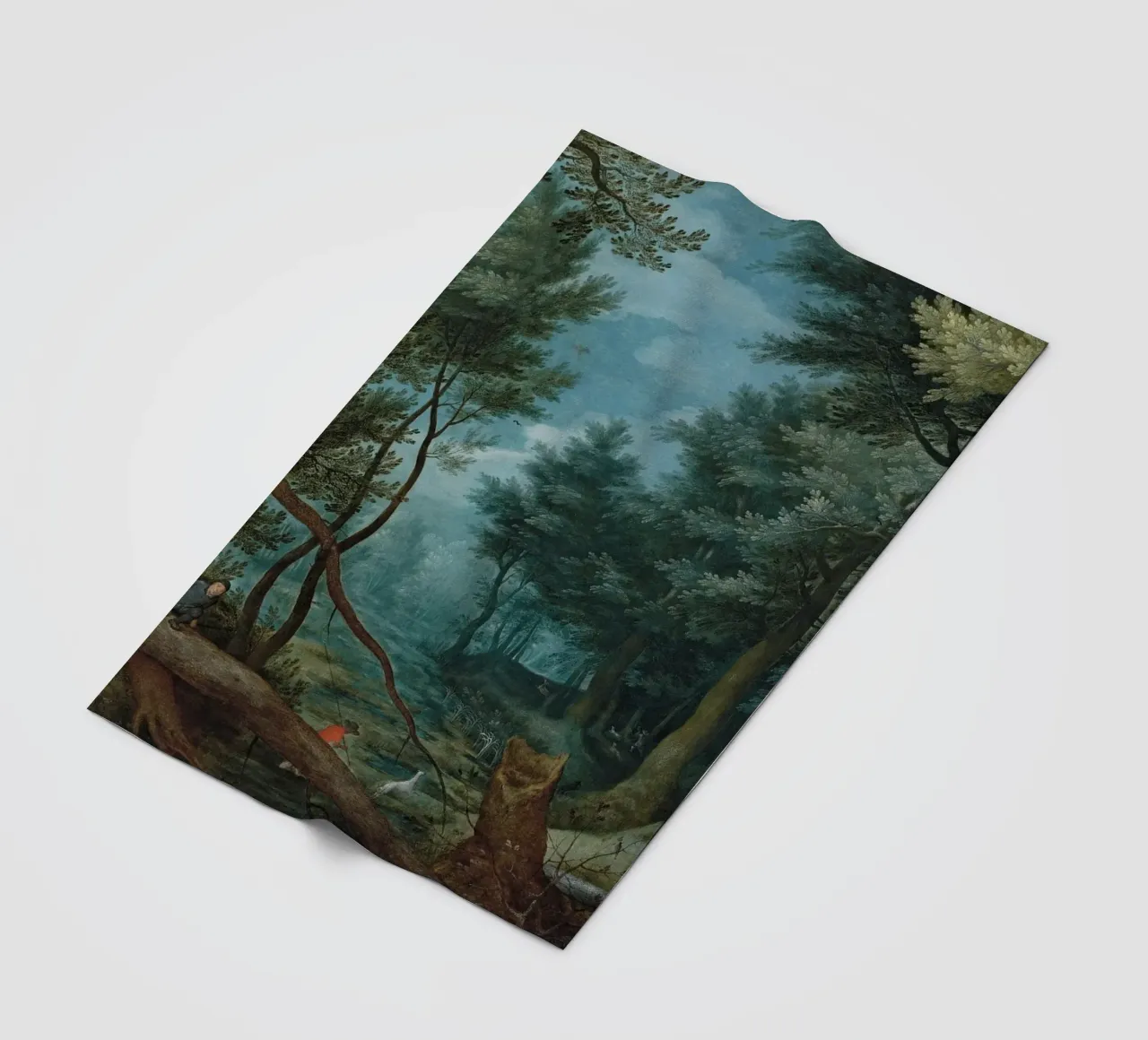Un paesaggio forestale con cacciatori che inseguono un cervo coperta in pile da Timeless Artworks