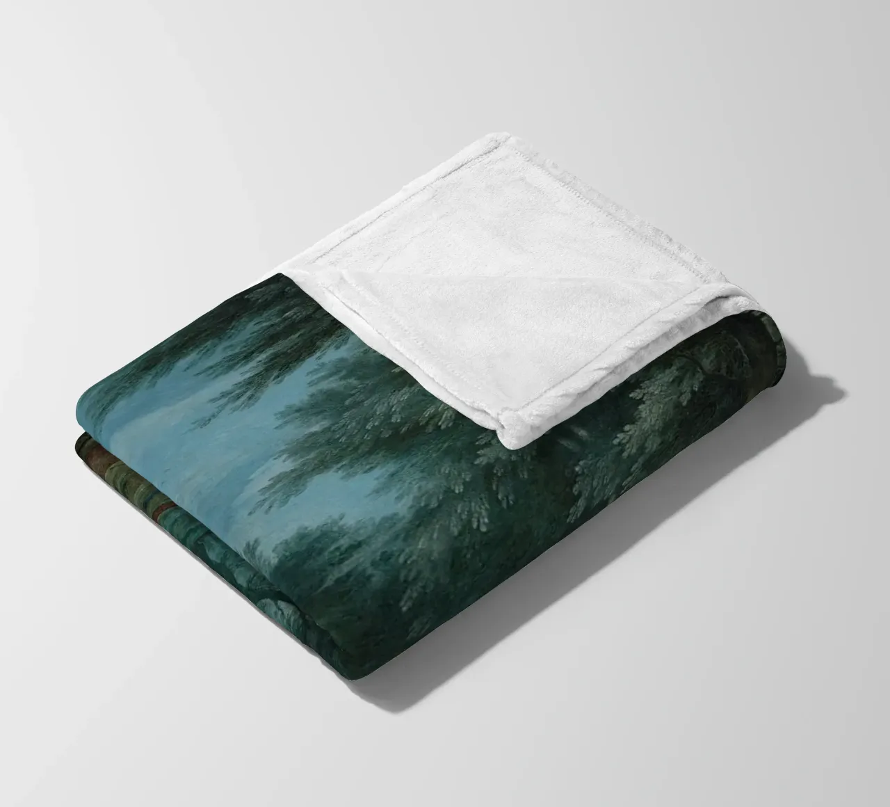 Un paesaggio forestale con cacciatori che inseguono un cervo coperta in pile da Timeless Artworks