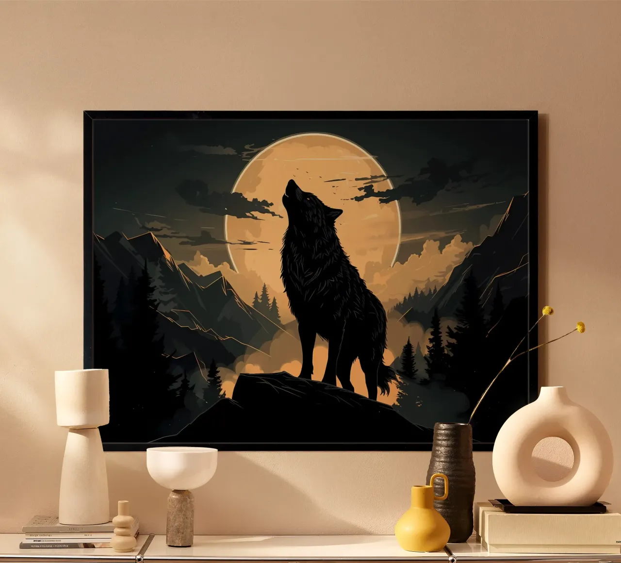 Animale lupo poster con telaio in alluminio da Pierre Walton