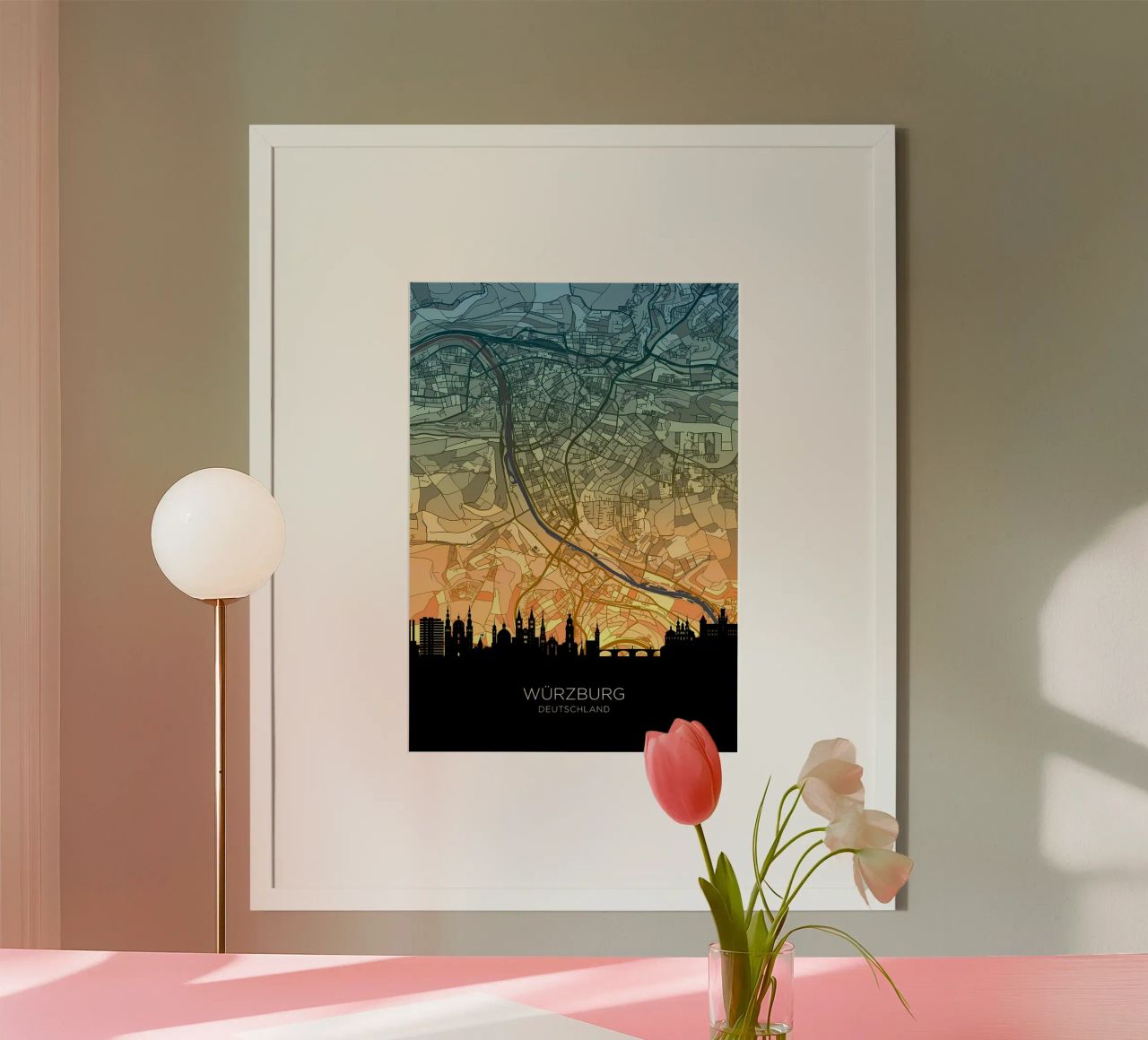 Wurzburg Skyline Map Poster von Christopher Adams