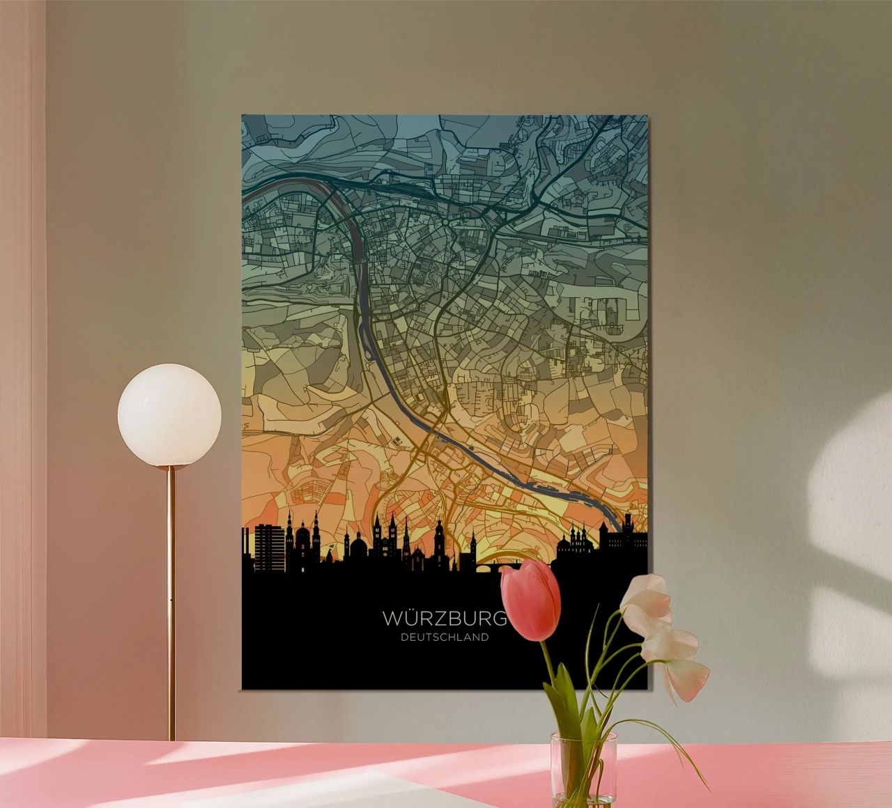 Wurzburg Skyline Map Poster von Christopher Adams