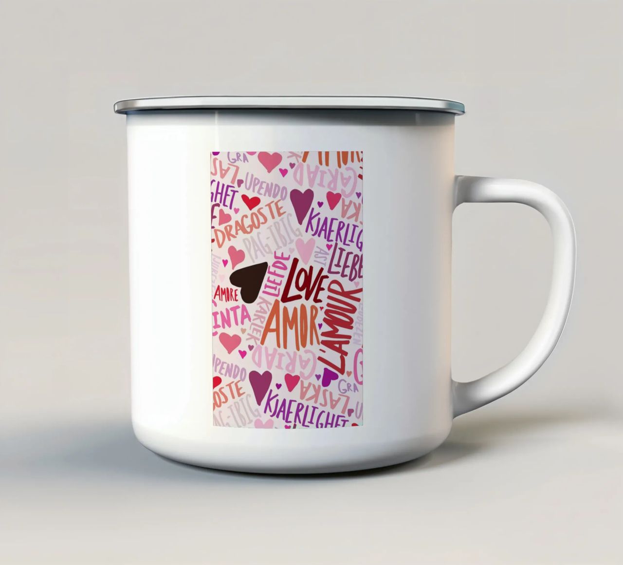 Love Languages tazza in smalto da Leah Flores
