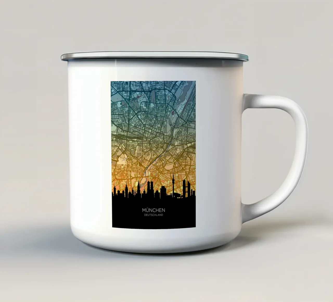 Mappa dello skyline di Monaco tazza in smalto da Christopher Adams