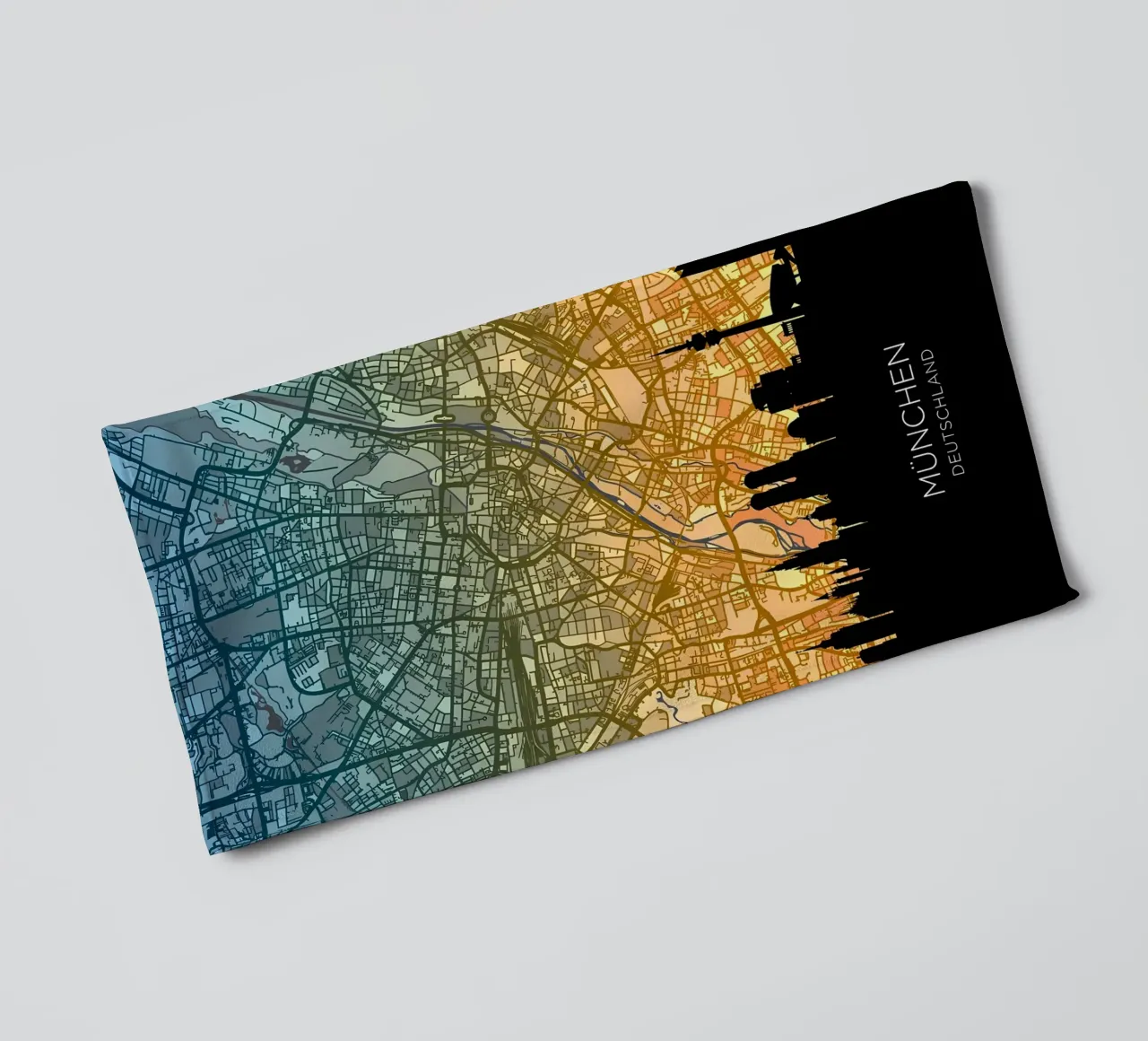 Munich Skyline Map towel by Christopher Adams