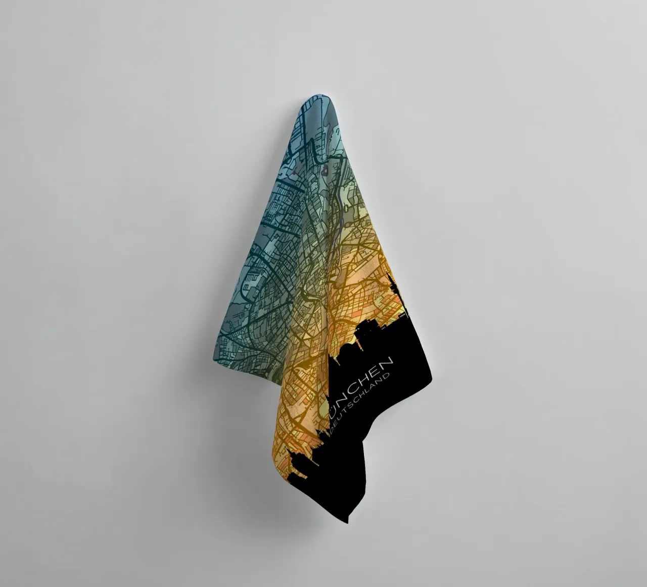 Munich Skyline Map towel by Christopher Adams