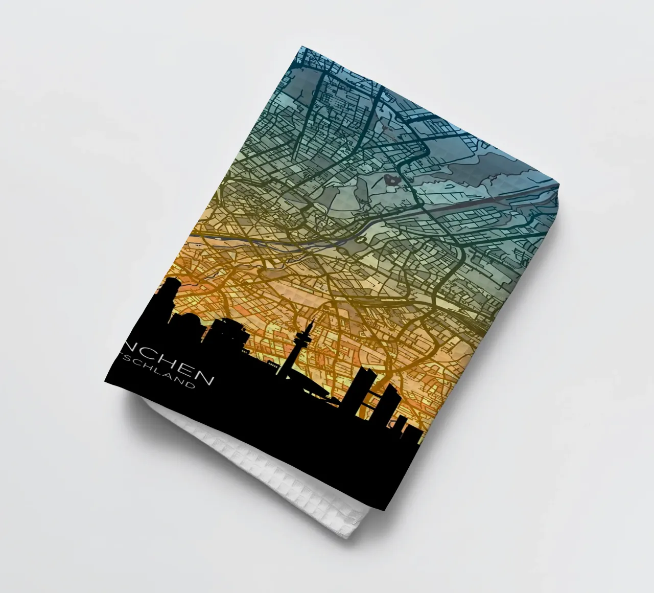 Munich Skyline Map torchon de Christopher Adams
