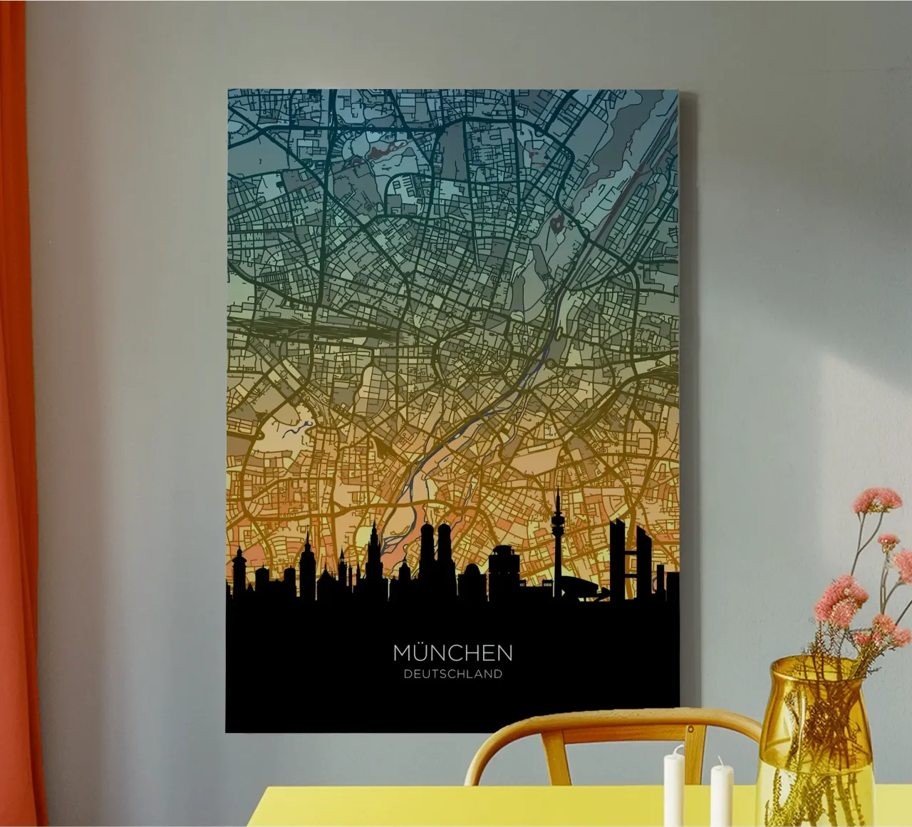Munich Skyline Map canvas by Christopher Adams