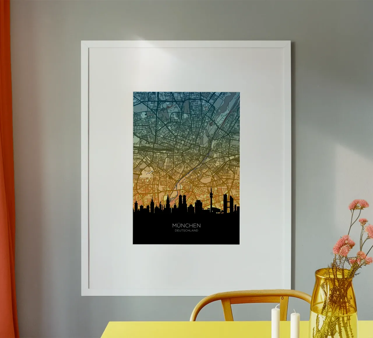 Mappa dello skyline di Monaco poster da Christopher Adams