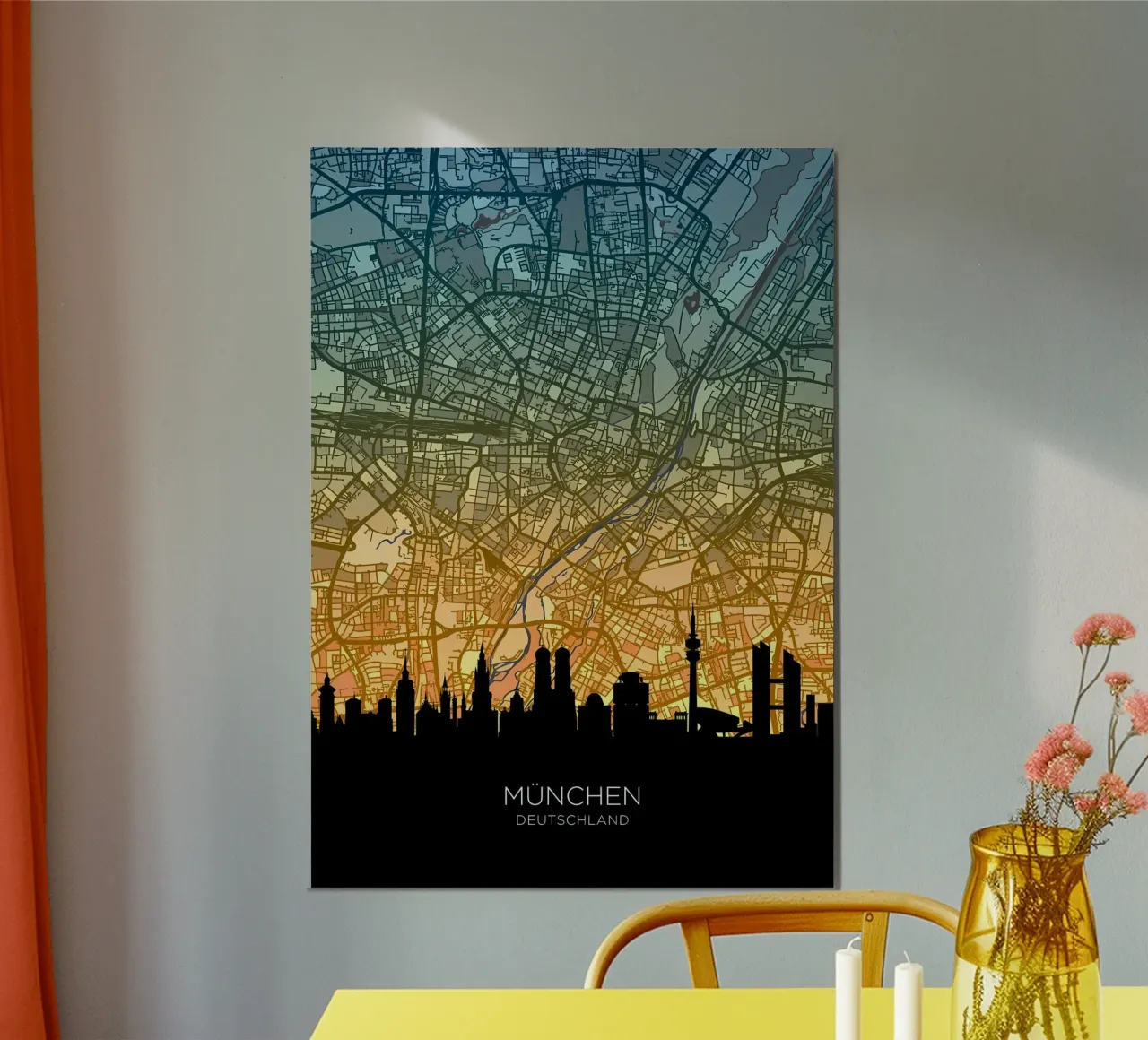 Mappa dello skyline di Monaco poster da Christopher Adams
