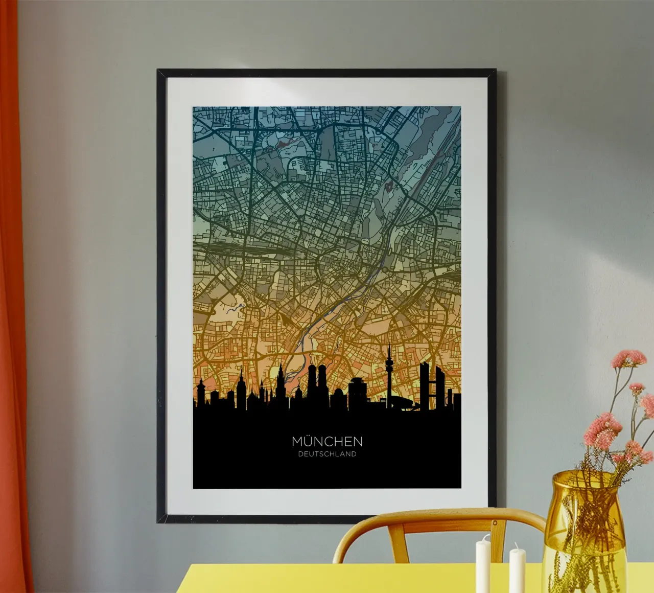 Mappa dello skyline di Monaco poster da Christopher Adams