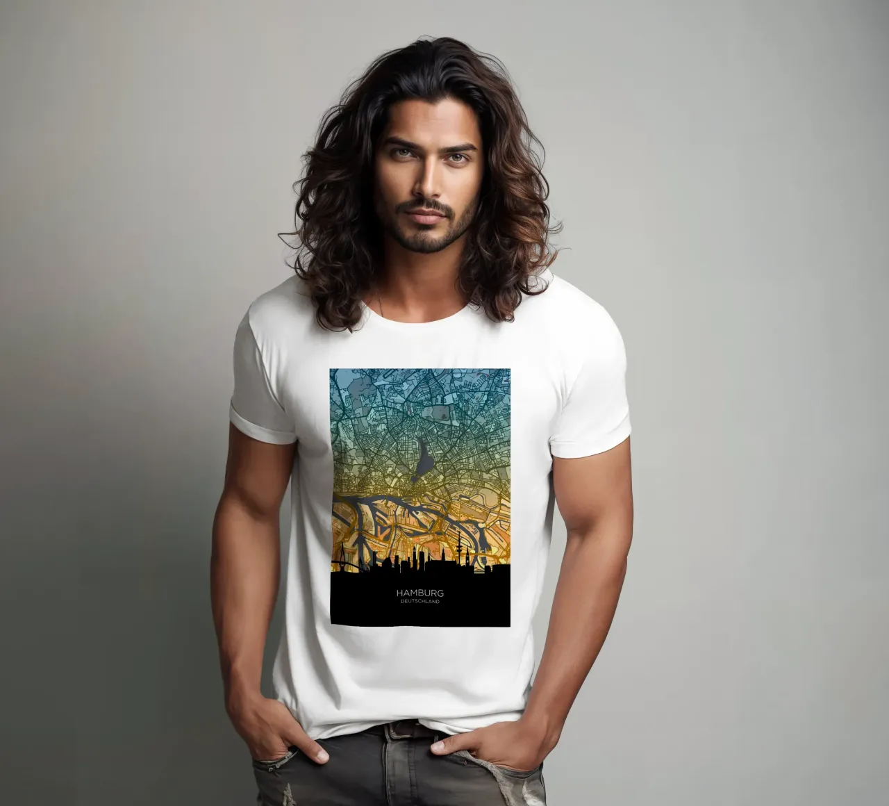 Amburgo Mappa Skyline t-shirt da Christopher Adams