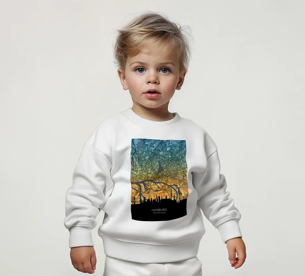 Amburgo Mappa Skyline felpa neonato da Christopher Adams
