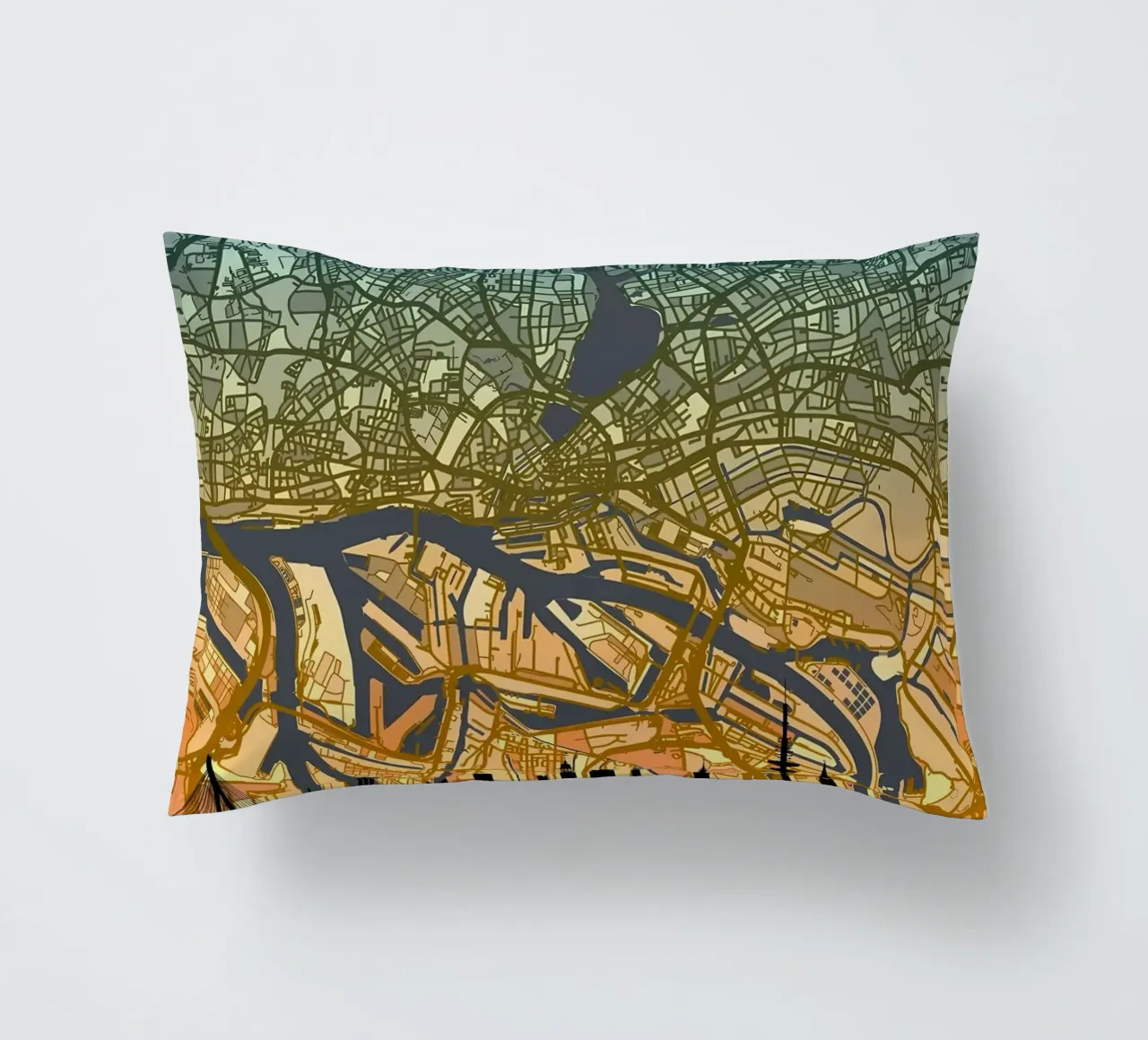 Amburgo Mappa Skyline cuscino da Christopher Adams