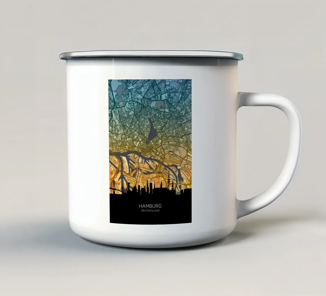 Amburgo Mappa Skyline tazza in smalto da Christopher Adams