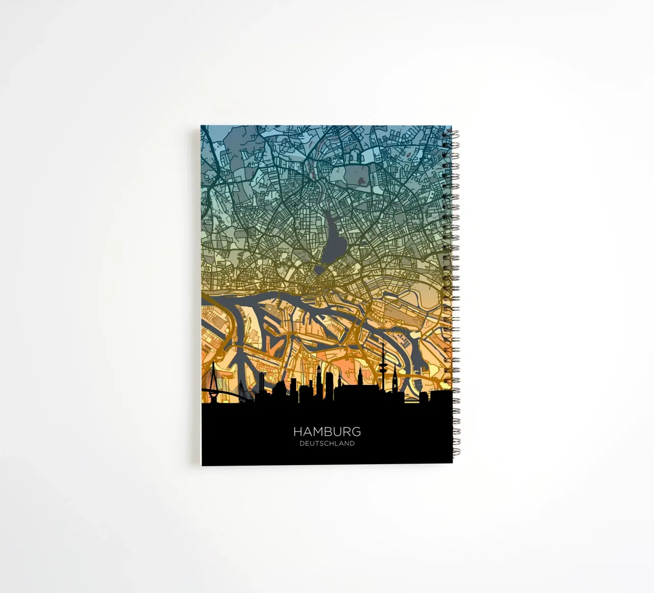 Hamburg Skyline Map spiral notebook by Christopher Adams