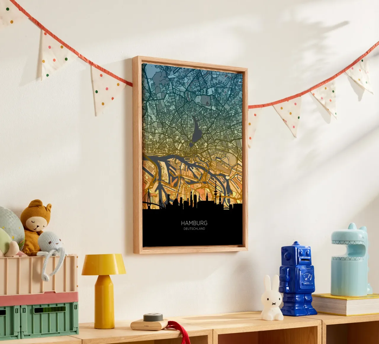 Hamburg Skyline Map canvas by Christopher Adams