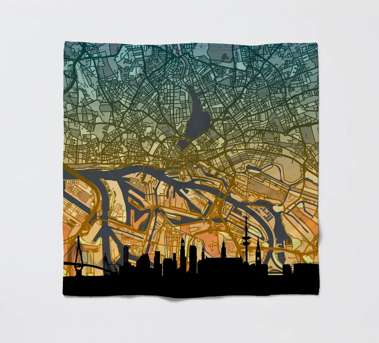 Amburgo Mappa Skyline coperta in pile da Christopher Adams