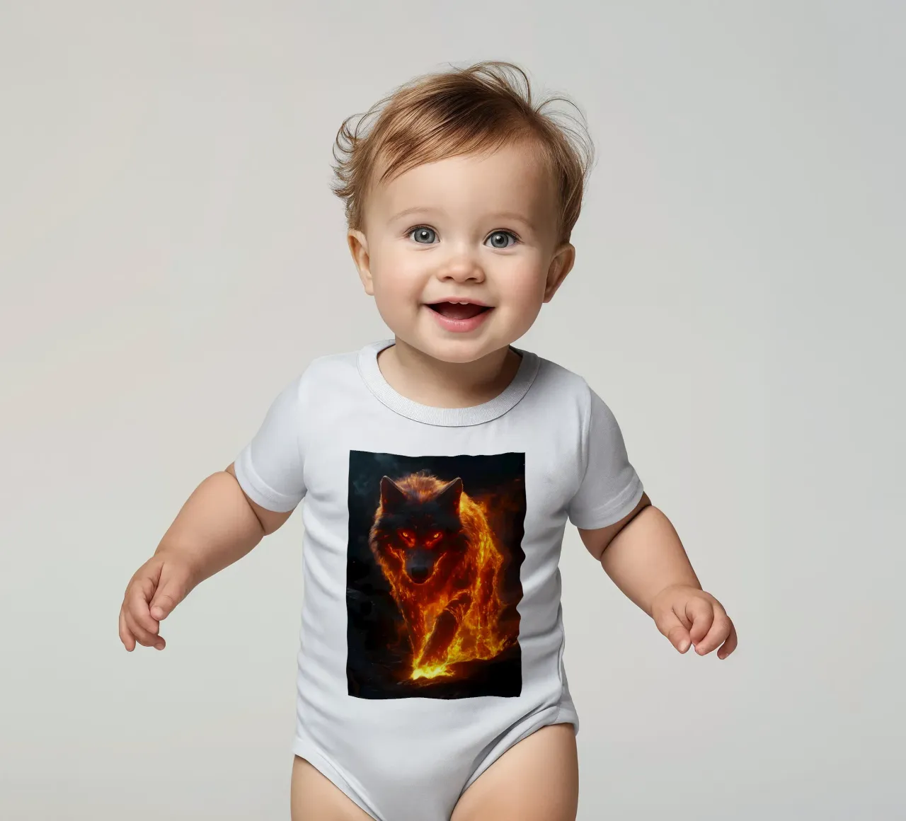 Animale lupo body neonato maniche corte da Pierre Walton