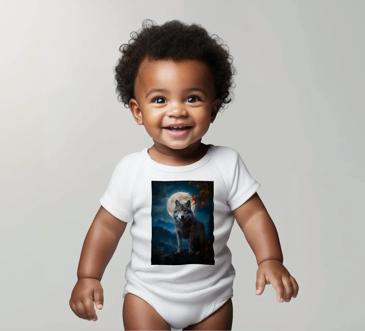 Animale lupo body neonato maniche corte da Pierre Walton