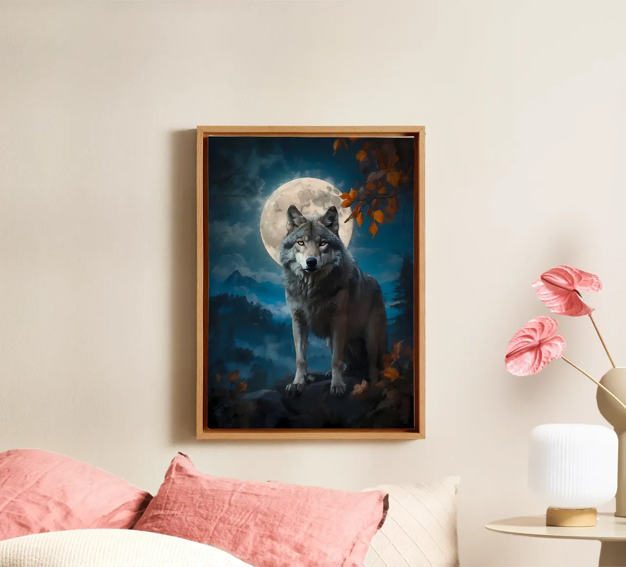Animale lupo tela con Cornice a cassetta da Pierre Walton