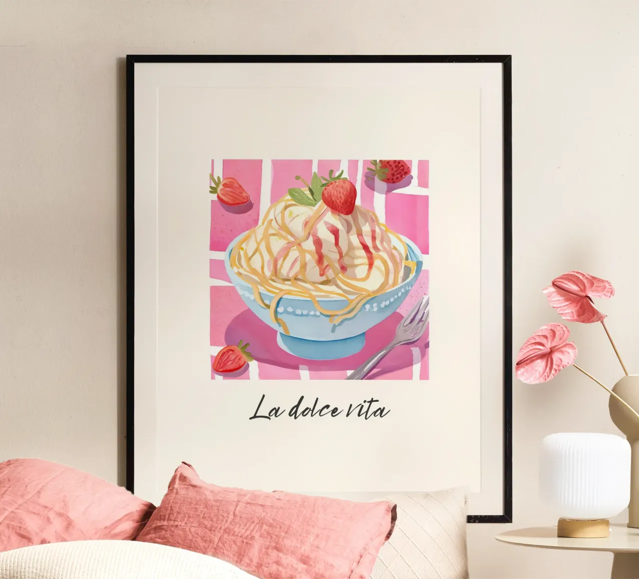 La dolce vita poster con telaio in legno da designsbysophia