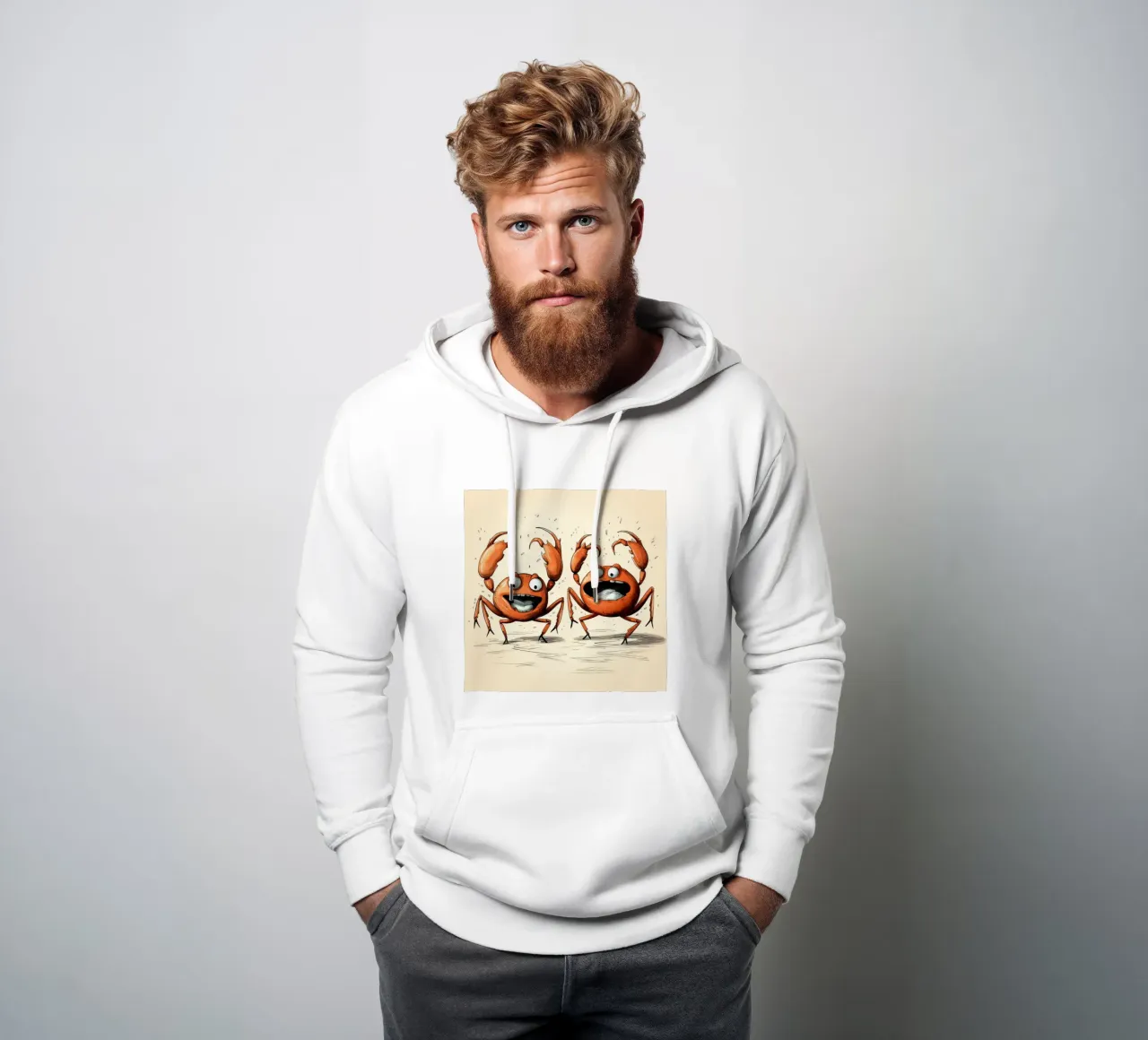 Retro Crab Duo felpa con cappuccio da Funny Animals