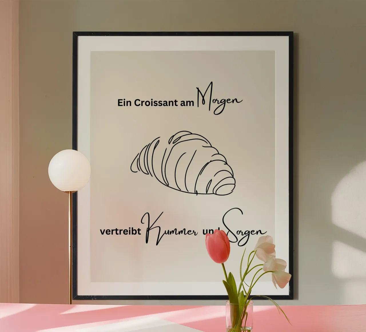 Ein Croissant am Morgen... poster con telaio in plastica da designsbysophia