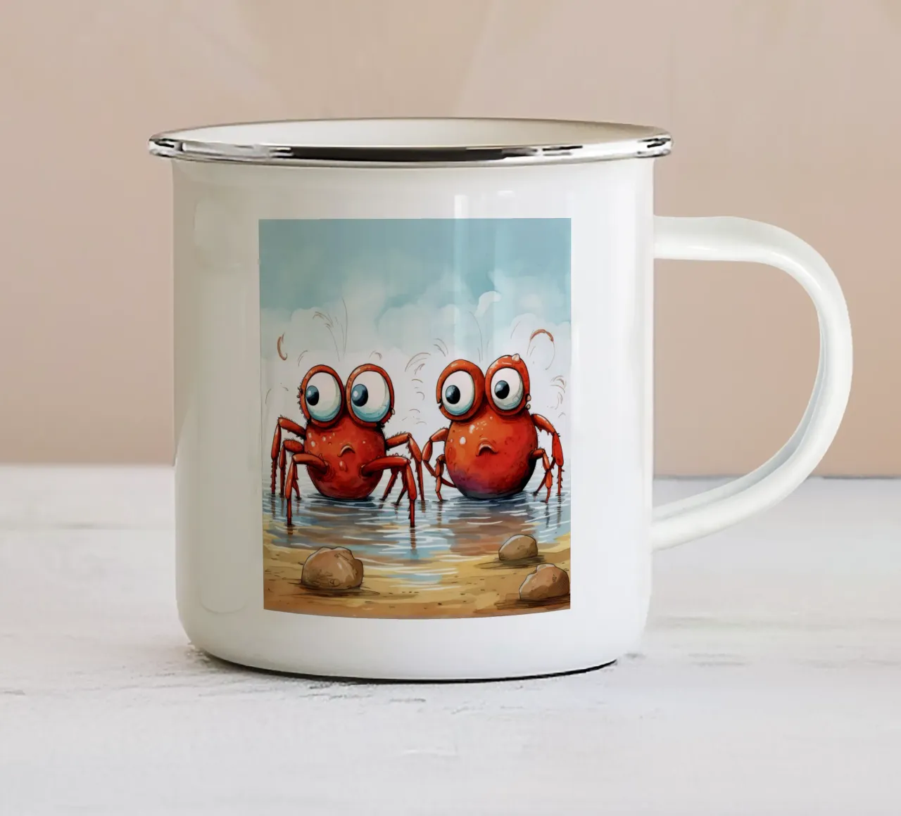 Retro Crab Duo tazza in smalto da Funny Animals