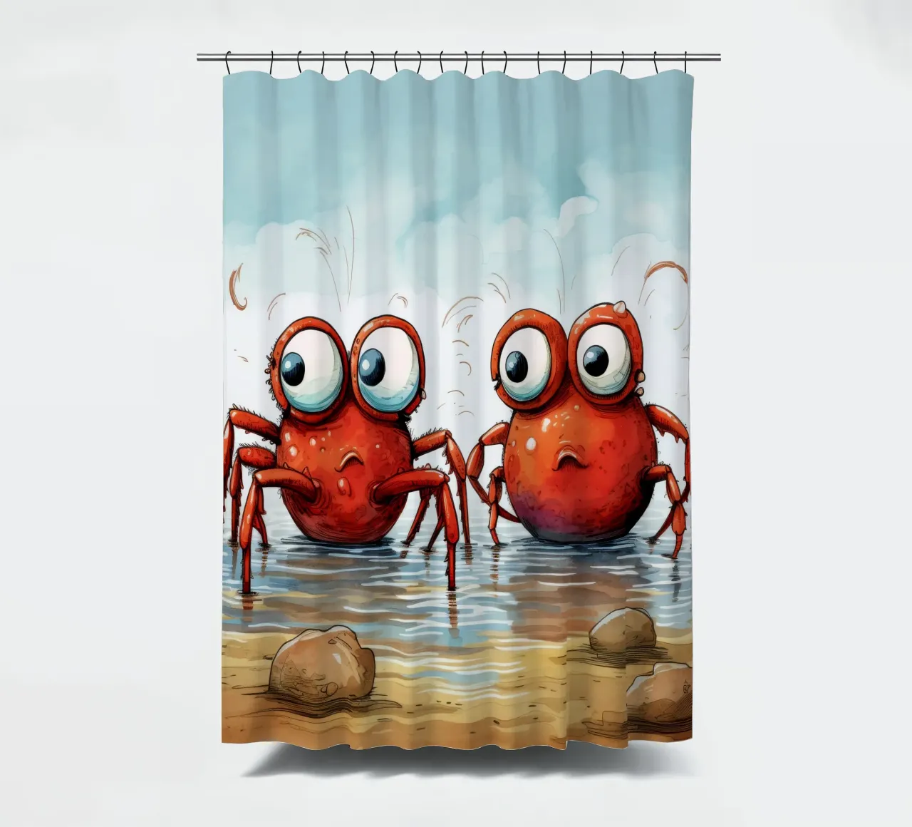Retro Crab Duo tenda da doccia da Funny Animals