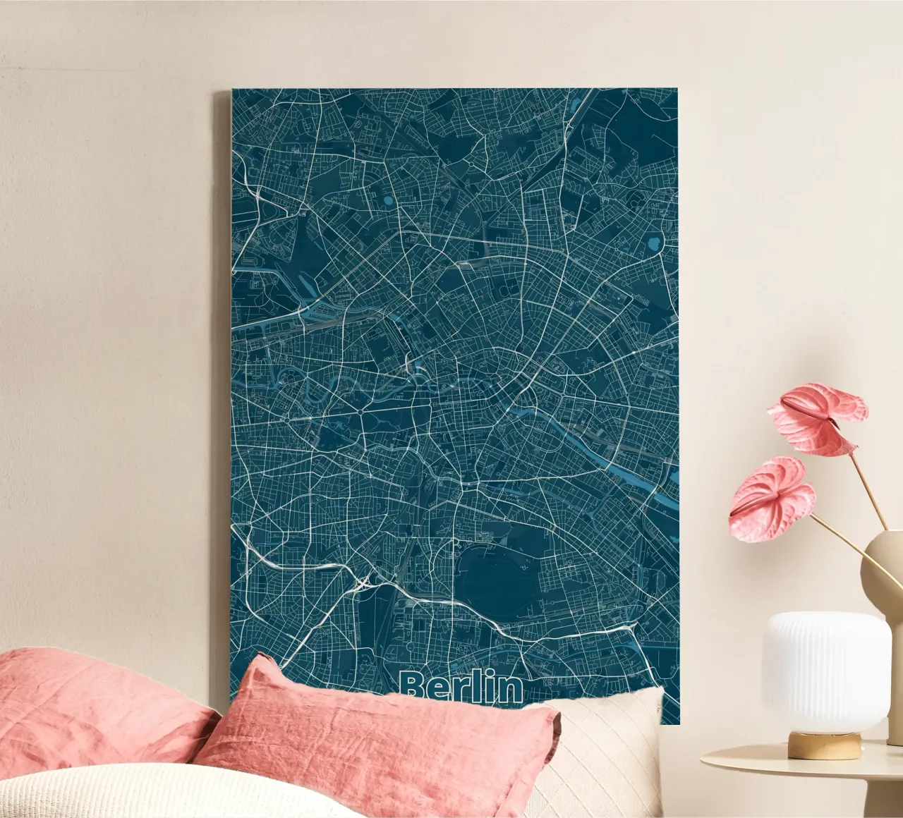 Plattegrond Berlijn canvas met Baklijst van Christopher Adams