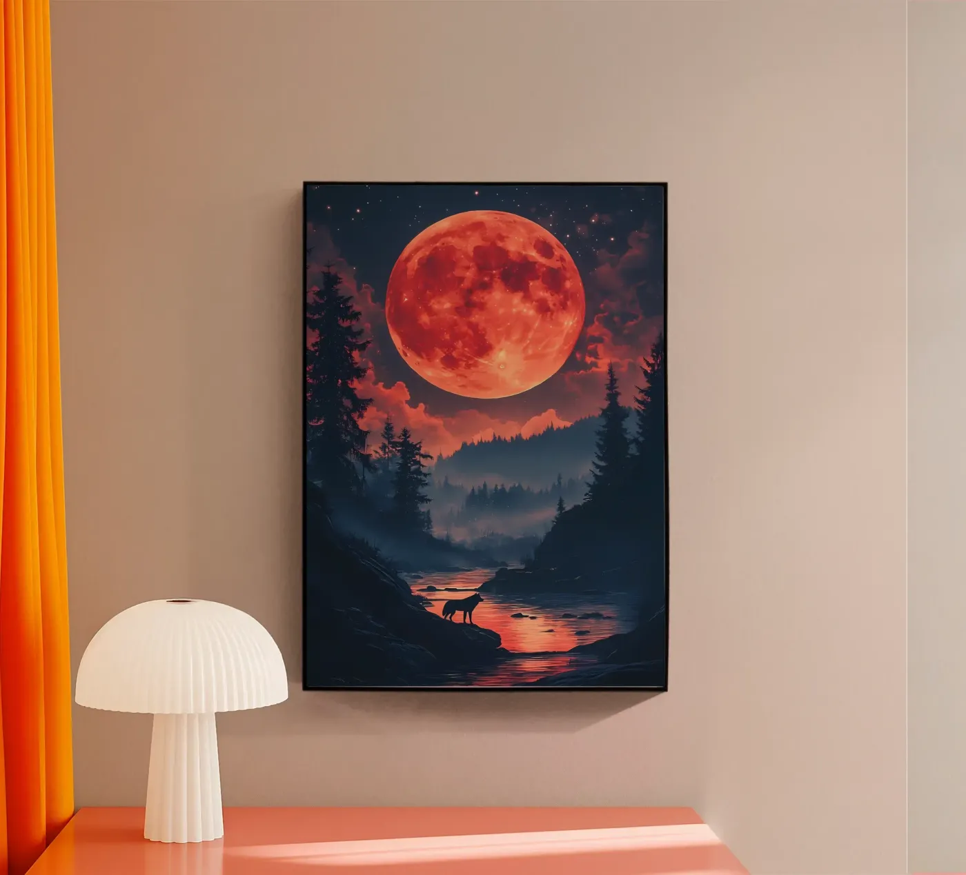 Wolf Dier acryl van Pierre Walton