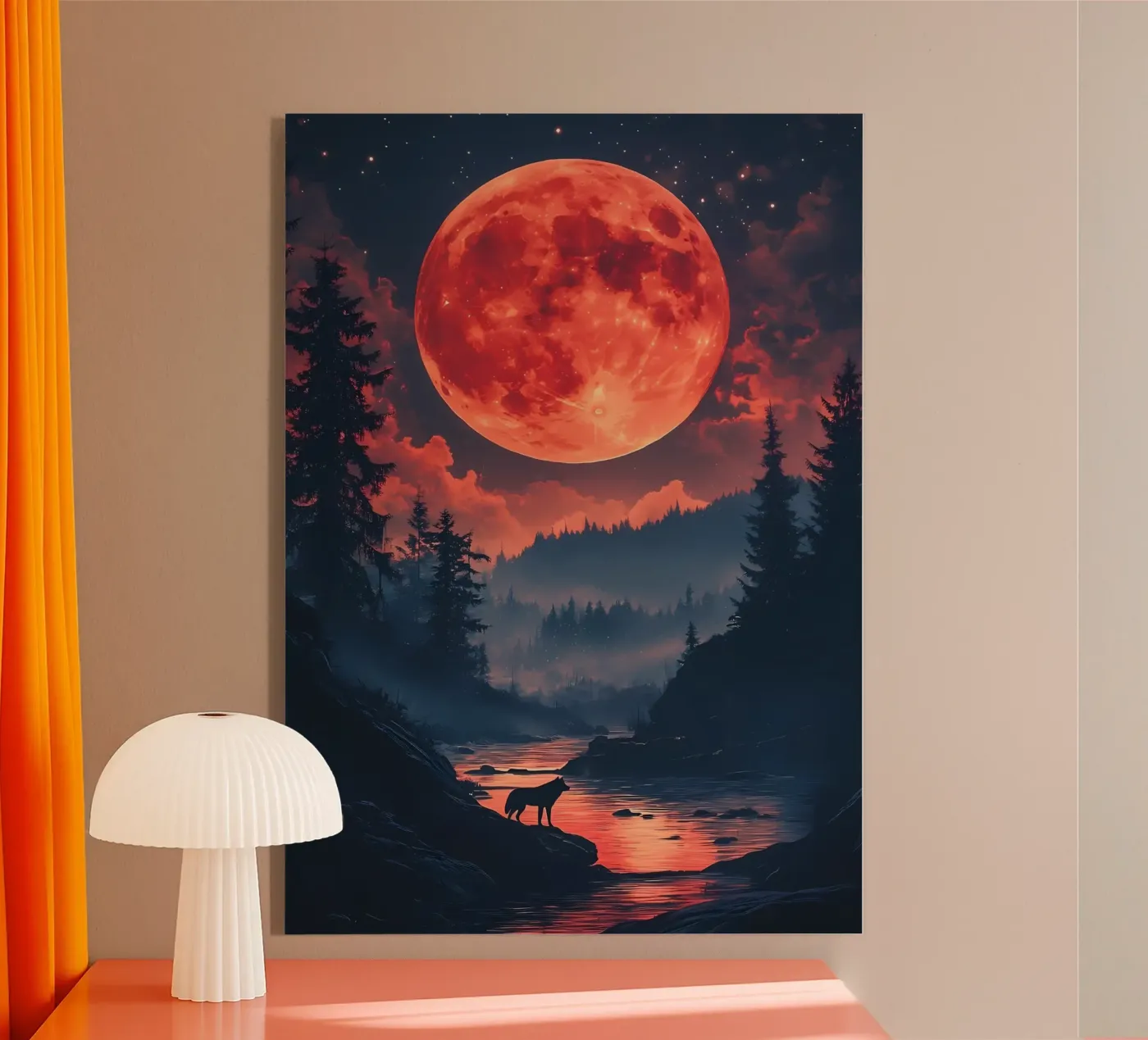 Wolf Dier acryl van Pierre Walton
