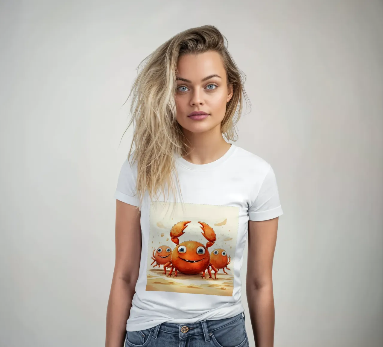 Retro Crab Gang women's fitted t-shirt by Funny Animals