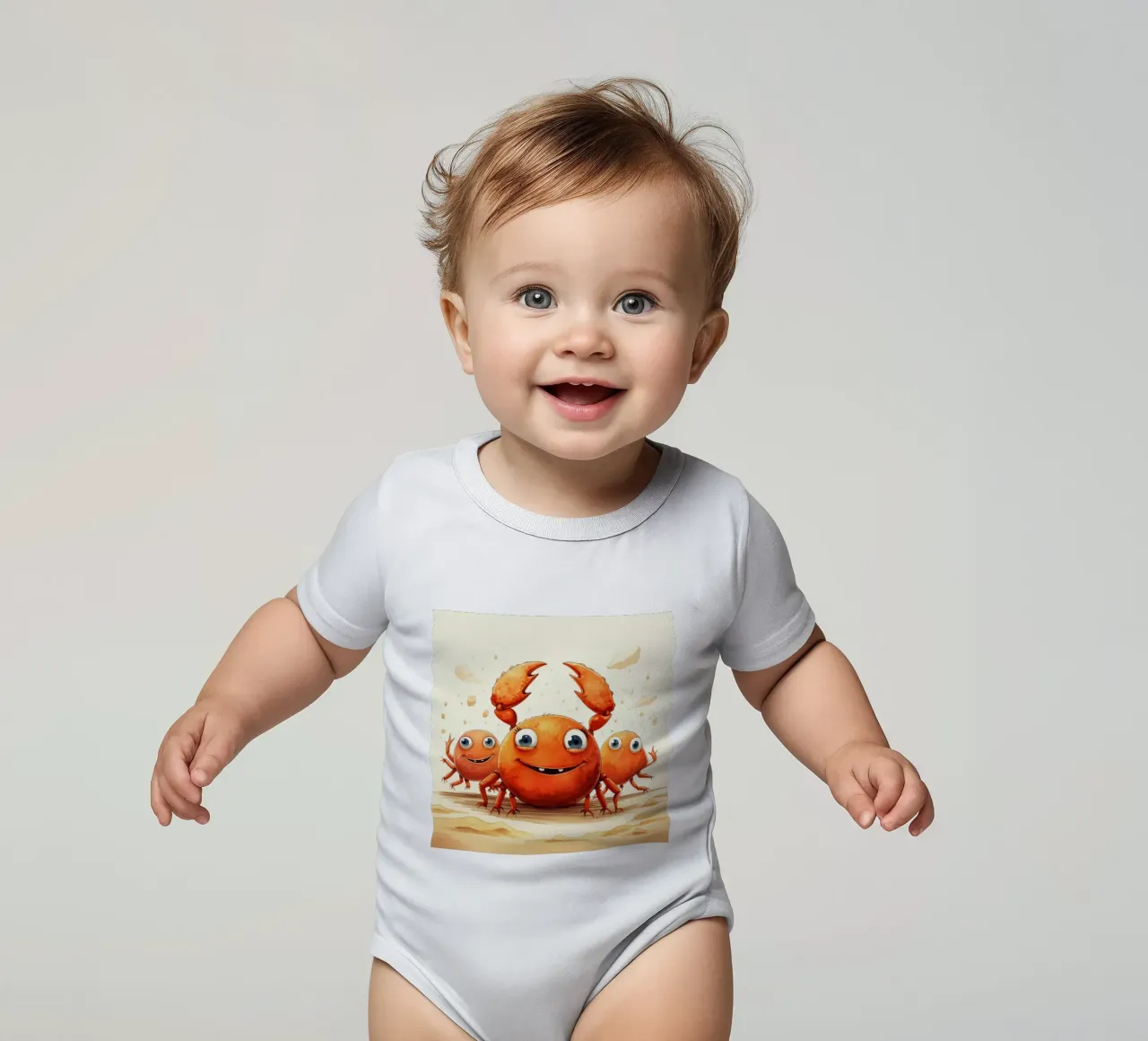 Retro-Krabbengang Kurzarm Babybody von Funny Animals