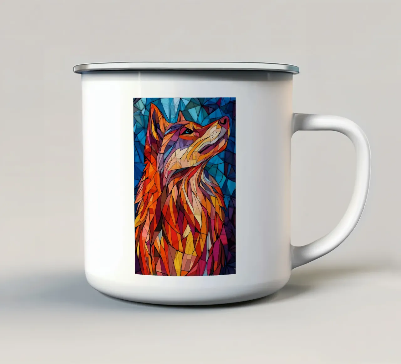 Animale lupo tazza in smalto da Pierre Walton