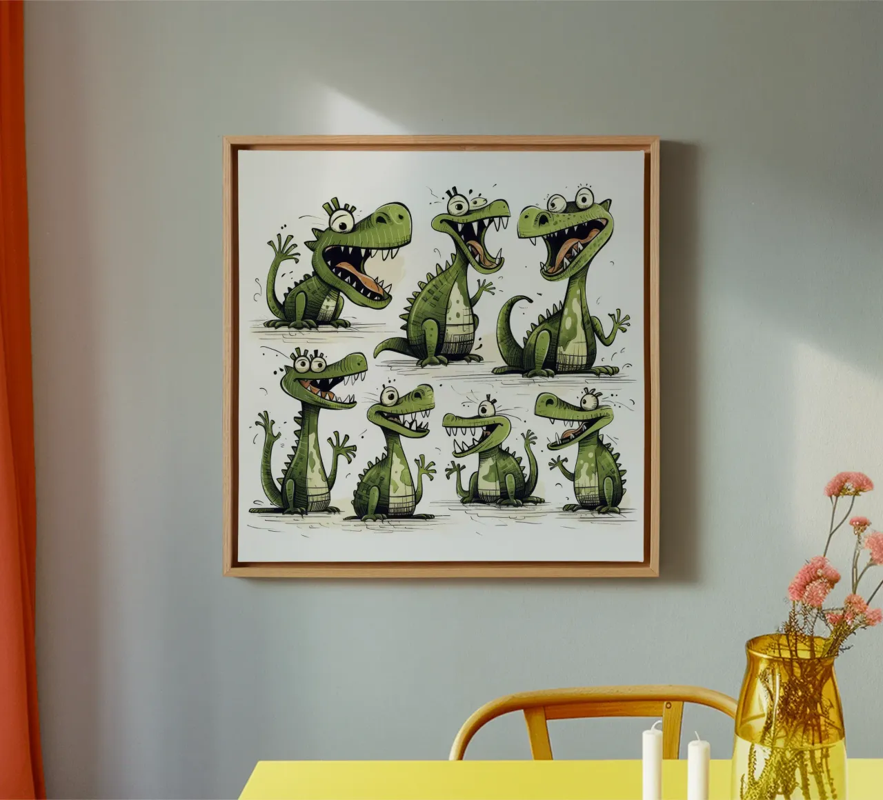Retro Crocodile Gang tela con Cornice a cassetta da Funny Animals