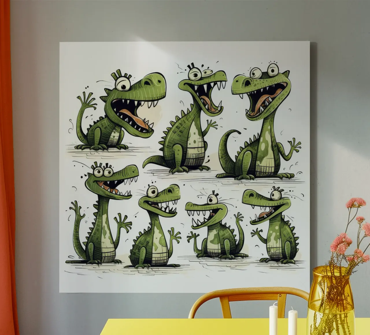 Retro Crocodile Gang tela con Cornice a cassetta da Funny Animals