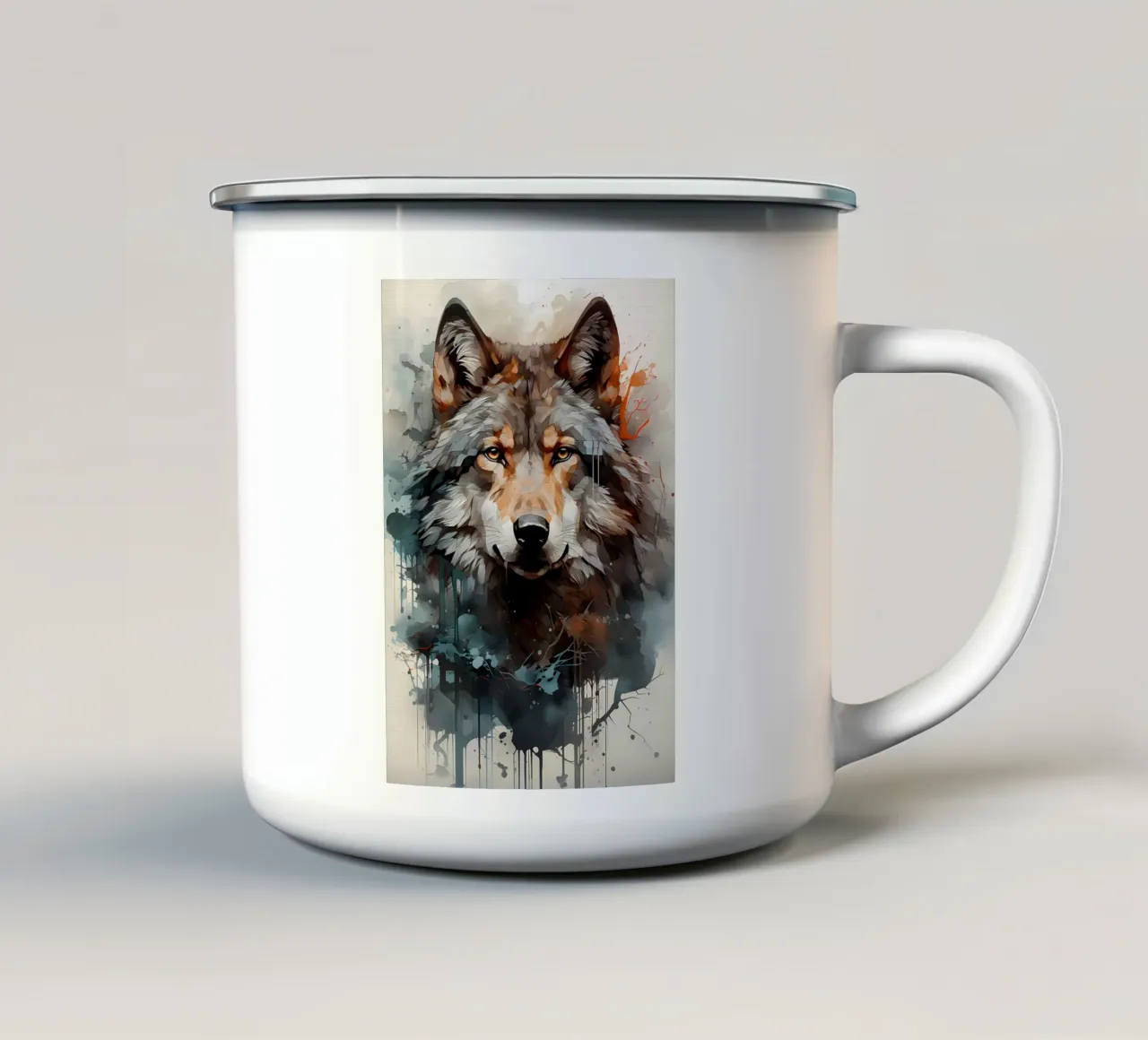 Animale lupo tazza in smalto da Pierre Walton