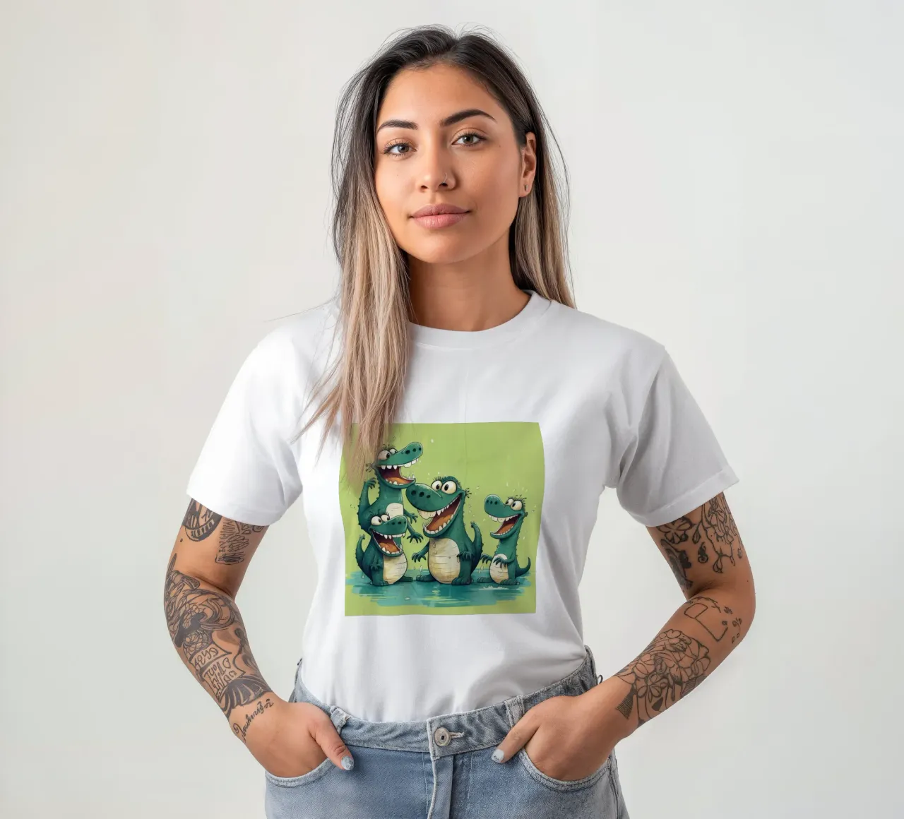 Retro-Krokodilbande T-Shirt von Funny Animals