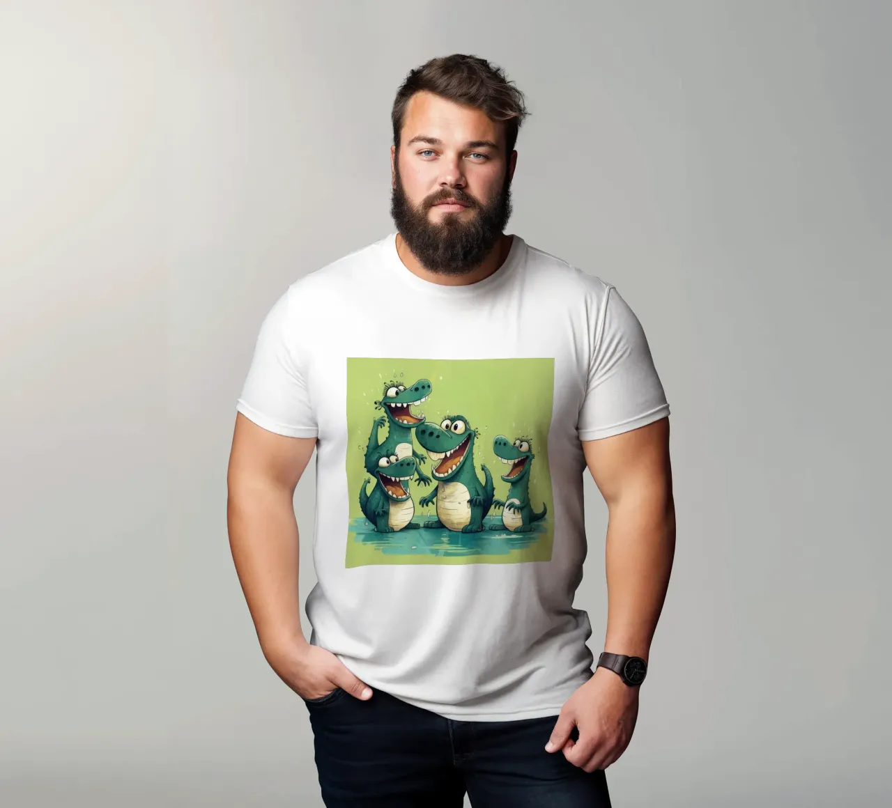 Retro-Krokodilbande T-Shirt von Funny Animals