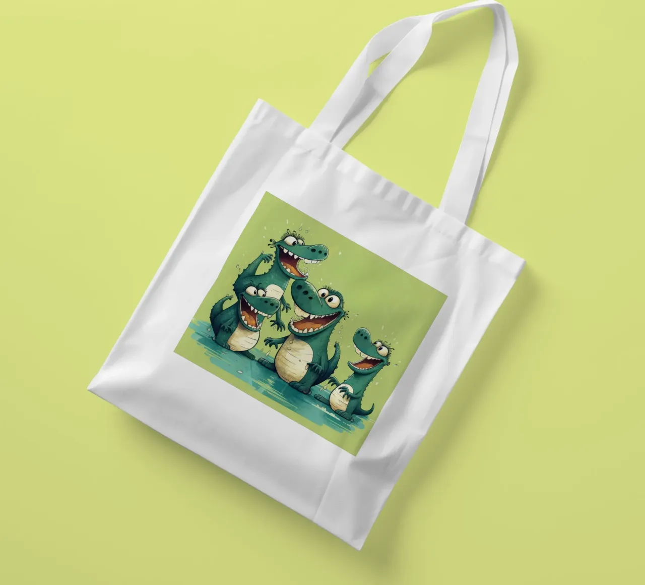 Retro-Krokodilbande Jutebeutel von Funny Animals