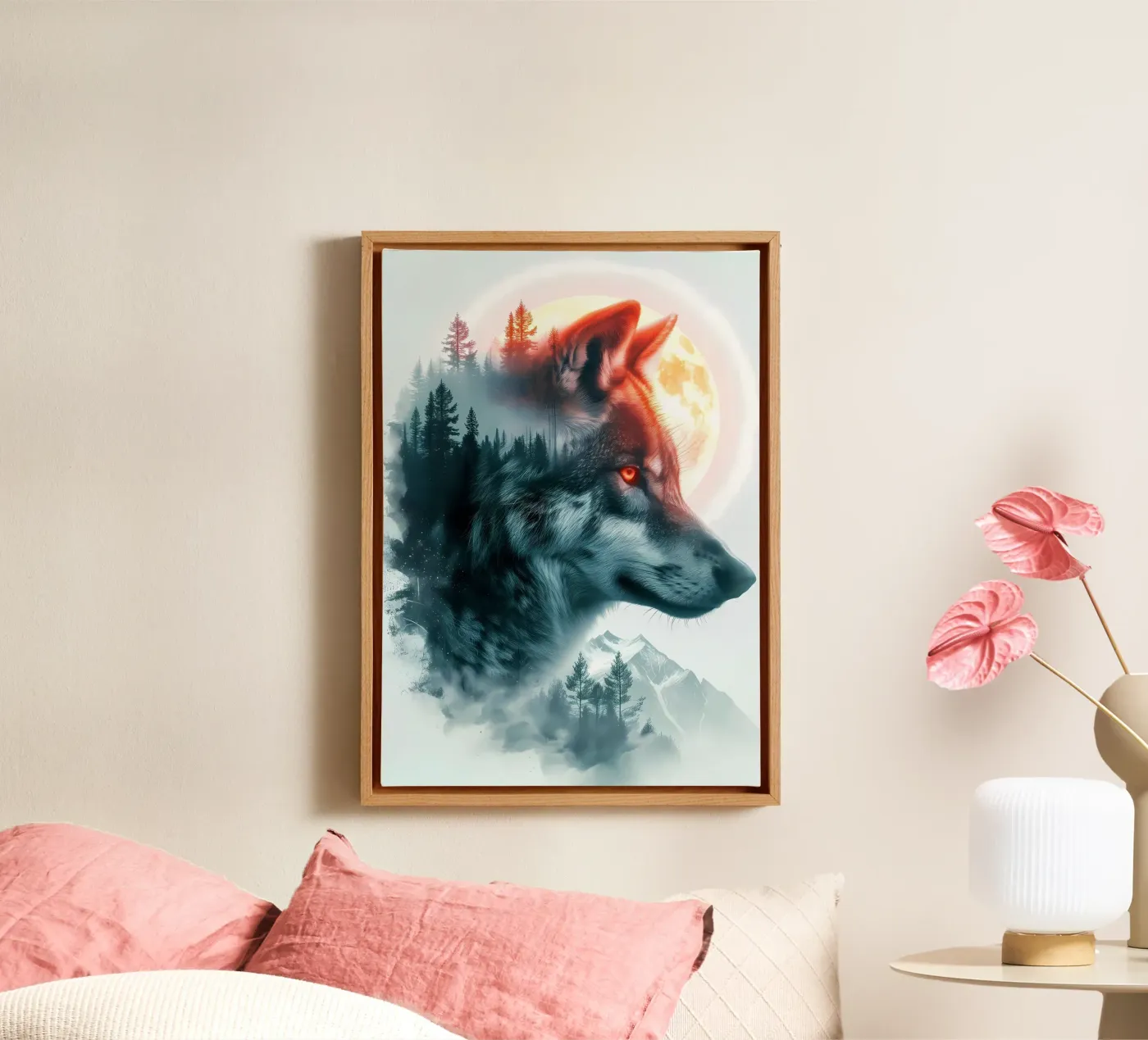 Wolf Dier canvas van Pierre Walton