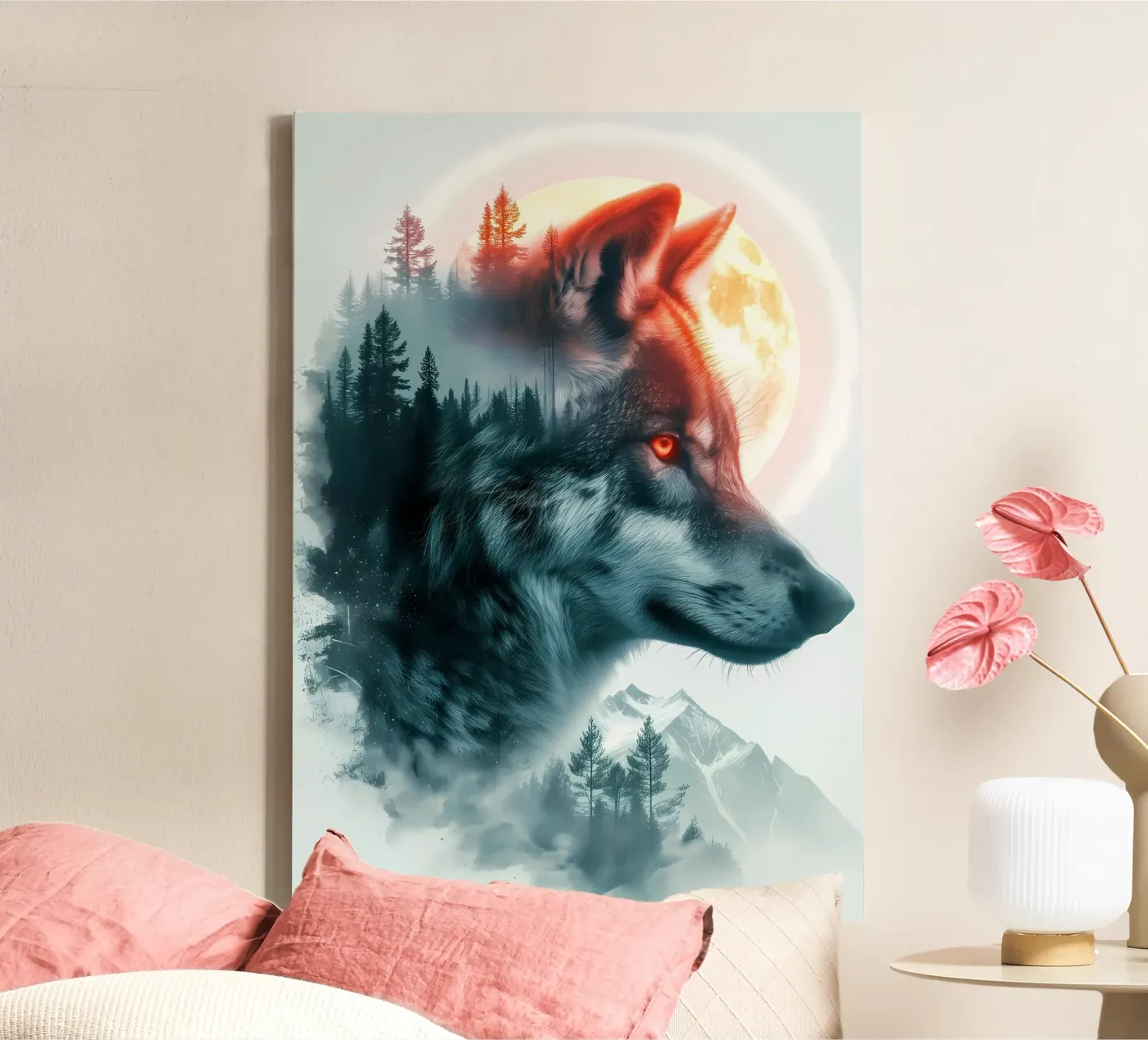 Wolf Dier canvas van Pierre Walton