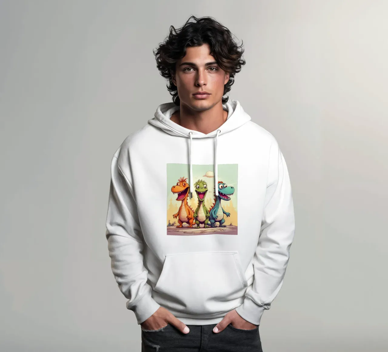 Cartoni animati retro Funny Cute Dinosaurs felpa con cappuccio da Funny Animals