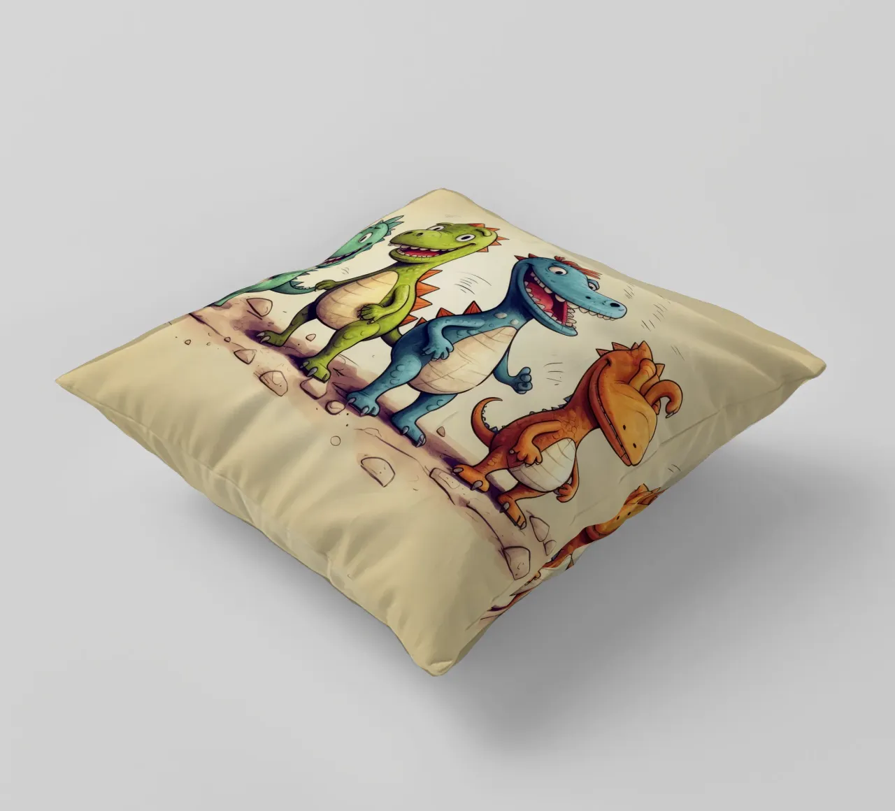 Retro Dinosaur Gang decorative cushion by Funny Animals