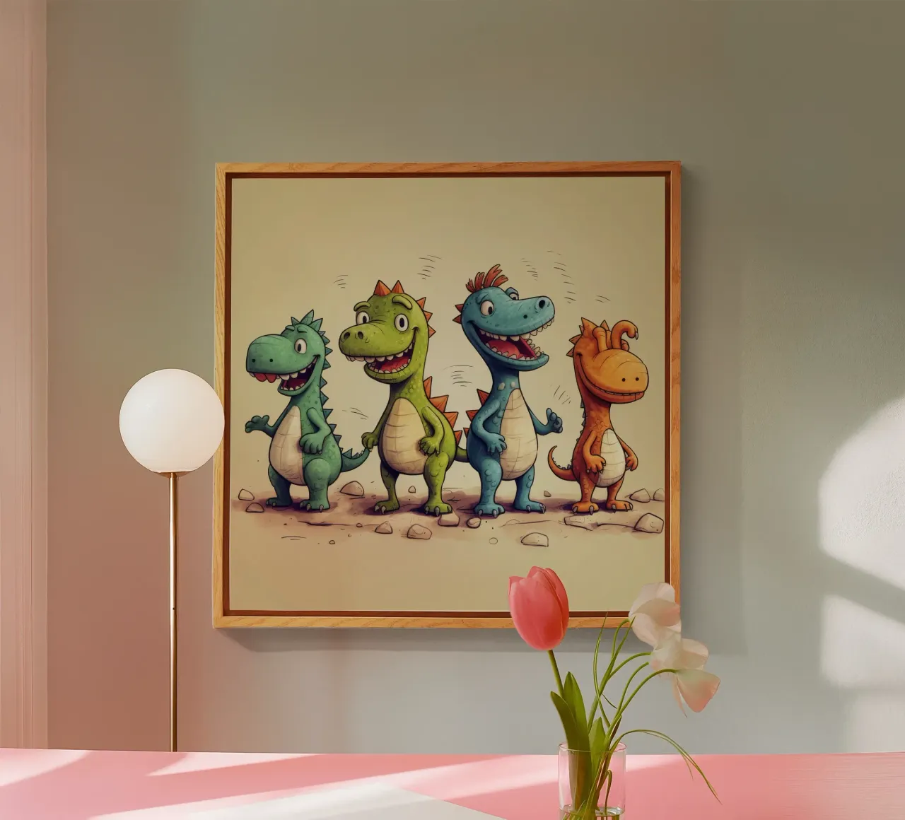 Pandilla de dinosaurios retro metacrilato de Funny Animals