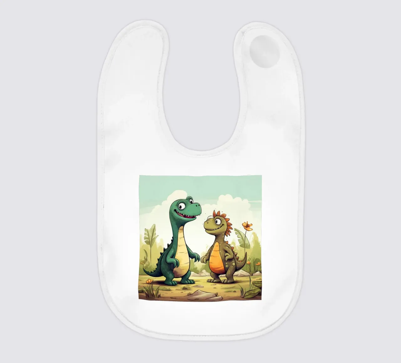 Retro Dinosaur Duo baby bib by Funny Animals