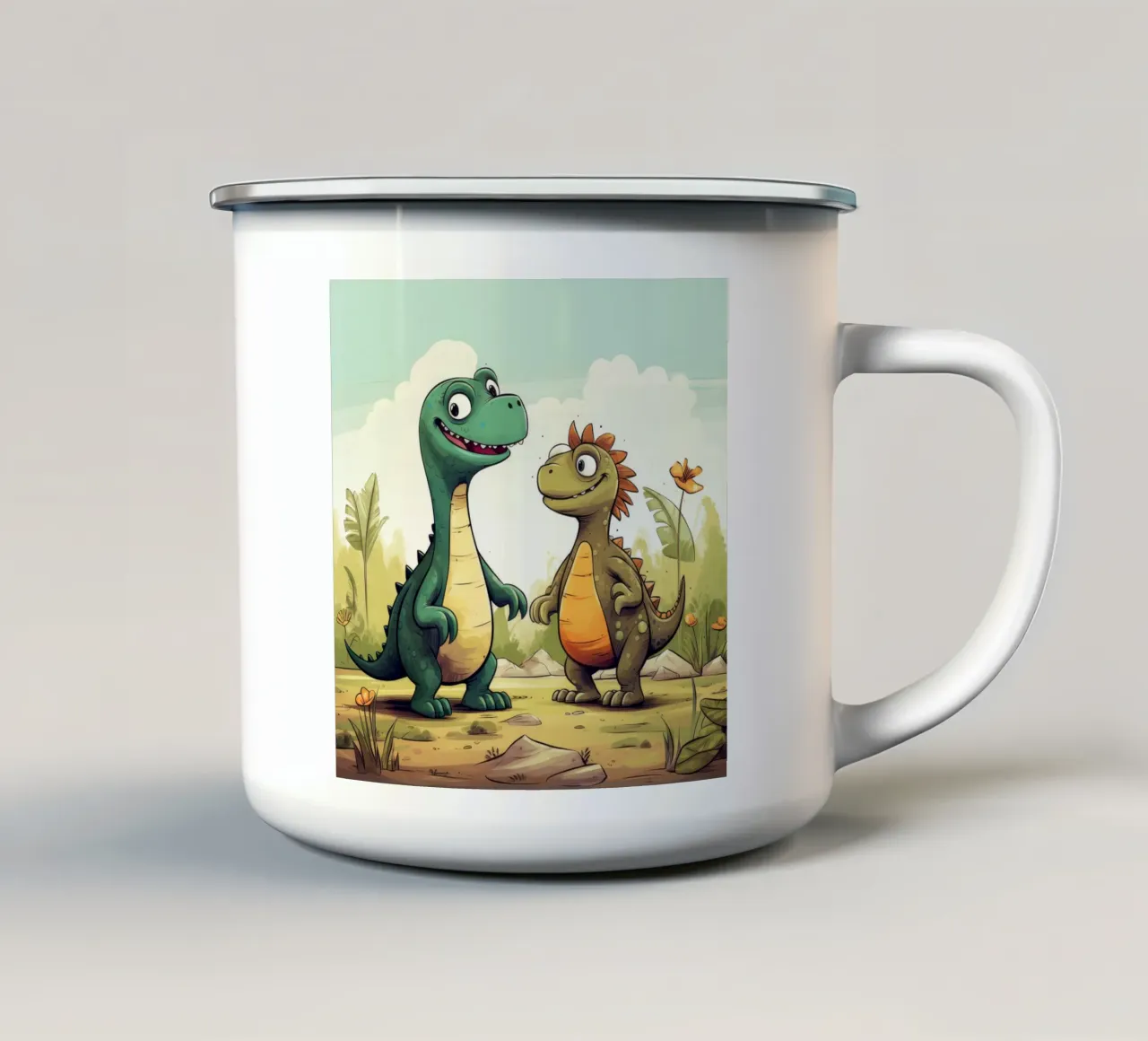 Duo di dinosauri retrò tazza in smalto da Funny Animals